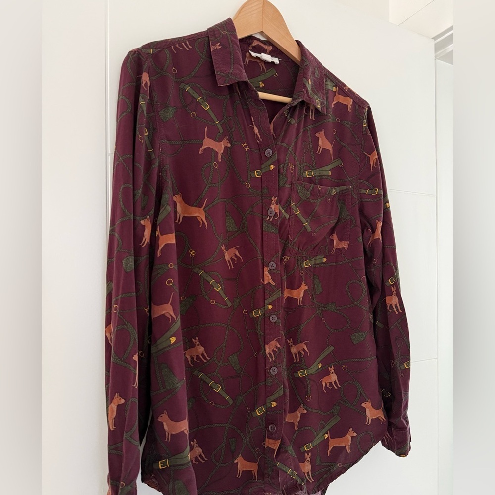 beachlunchlounge Dog Motif Button Down Shirt, size medium. - Picture 3 of 8